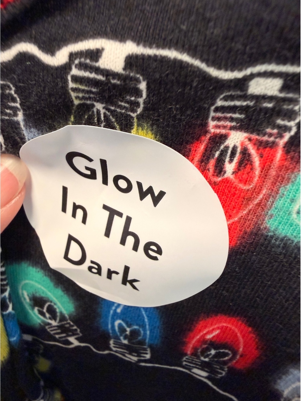 NWT Nordstrom glow in the dark holiday lights pajama set black - kids size 7 - Picture 3 of 4